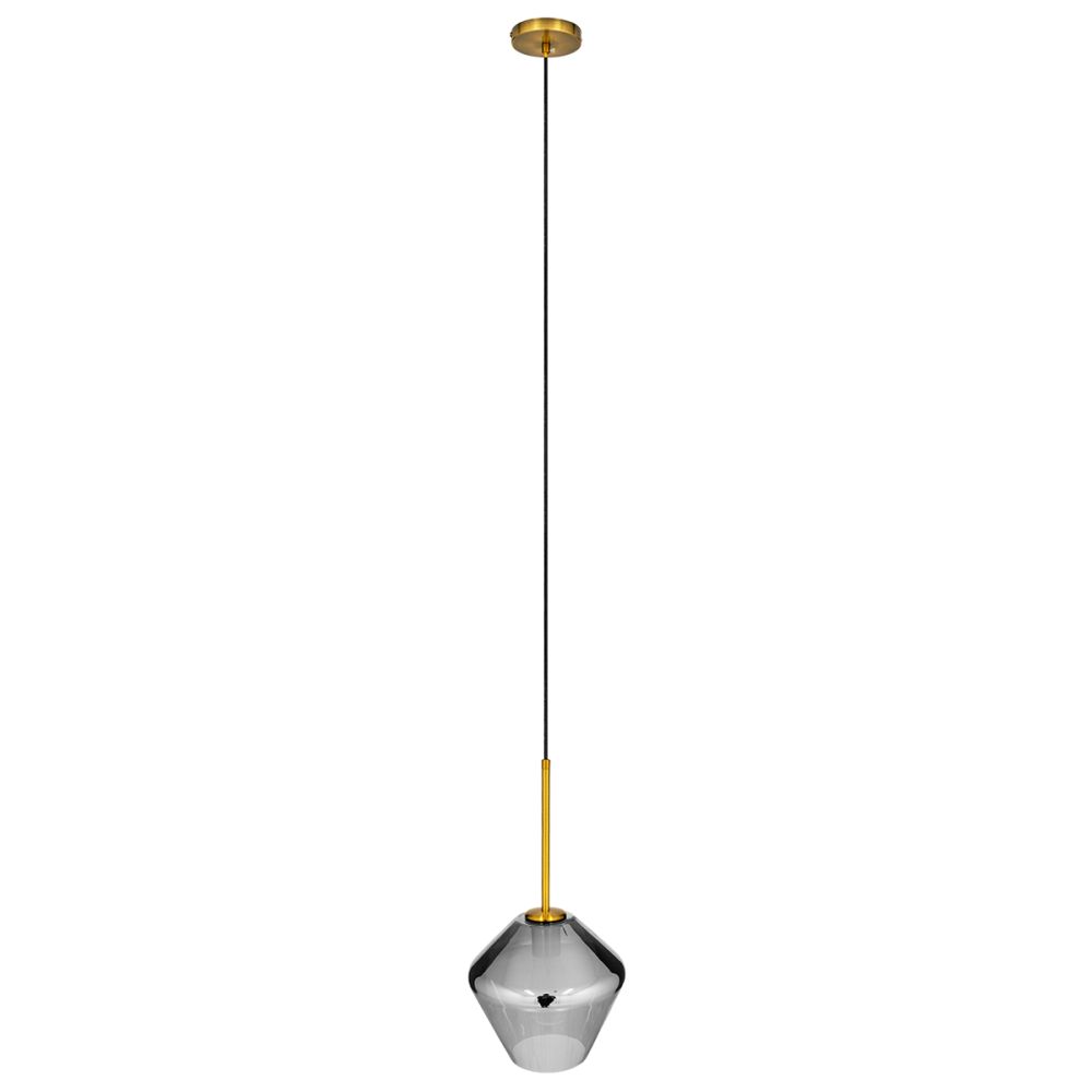 GLOBOSTAR® AMARIS 00872 Μοντέρνο Κρεμαστό Φωτιστικό Οροφής με Ντουί 1 x E27 AC 220-240V IP20 - Χρυσό Πλατίνα & Μαύρο Φιμέ - Μ22 x Π22 x Y22cm