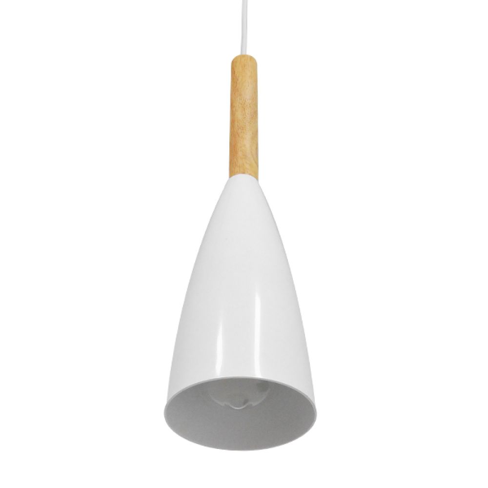 GLOBOSTAR® DILLON 00876 Μοντέρνο Κρεμαστό Φωτιστικό Οροφής με Ντουί 1 x E27 AC 220-240V IP20 - Λευκό & Μπεζ - Μ11 x Π11 x Υ36cm