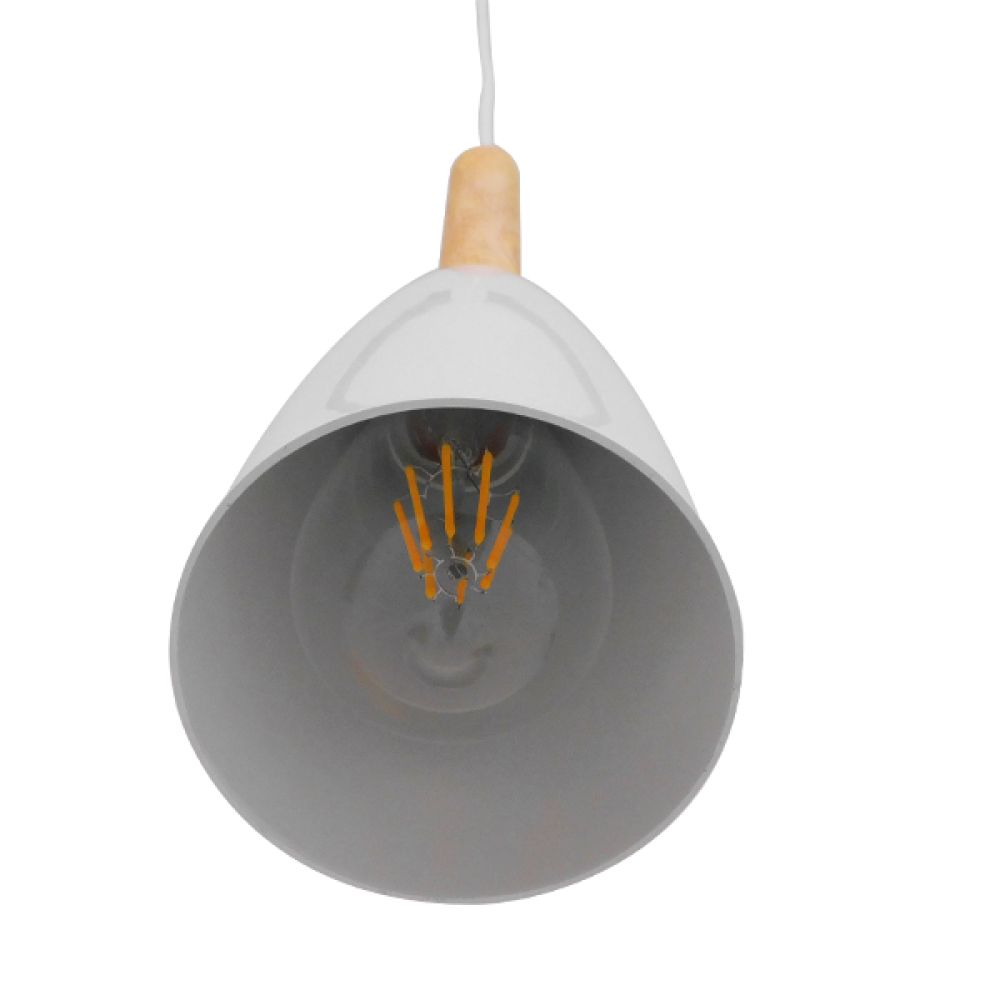 GLOBOSTAR® DILLON 00876 Μοντέρνο Κρεμαστό Φωτιστικό Οροφής με Ντουί 1 x E27 AC 220-240V IP20 - Λευκό & Μπεζ - Μ11 x Π11 x Υ36cm