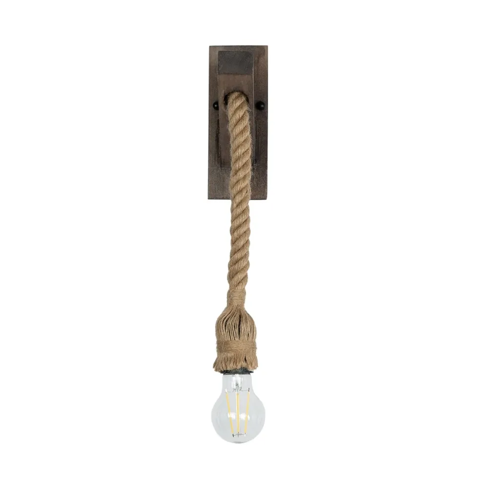 GLOBOSTAR® KENSI 00878 Boho Φωτιστικό Τοίχου - Απλίκα με Ντουί 1 x E27 AC 220-240V IP20 - Καφέ & Μπεζ - Μ7 x Π15 x Υ38cm