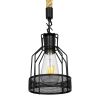GLOBOSTAR® MASON 00881 Vintage Κρεμαστό Φωτιστικό Οροφής με Ντουί 1 x E27 AC 220-240V IP20 - Μαύρο & Μπεζ - Μ15 x Π15 x Υ24cm
