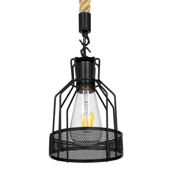GLOBOSTAR® MASON 00881 Vintage Κρεμαστό Φωτιστικό Οροφής με Ντουί 1 x E27 AC 220-240V IP20 - Μαύρο & Μπεζ - Μ15 x Π15 x Υ24cm