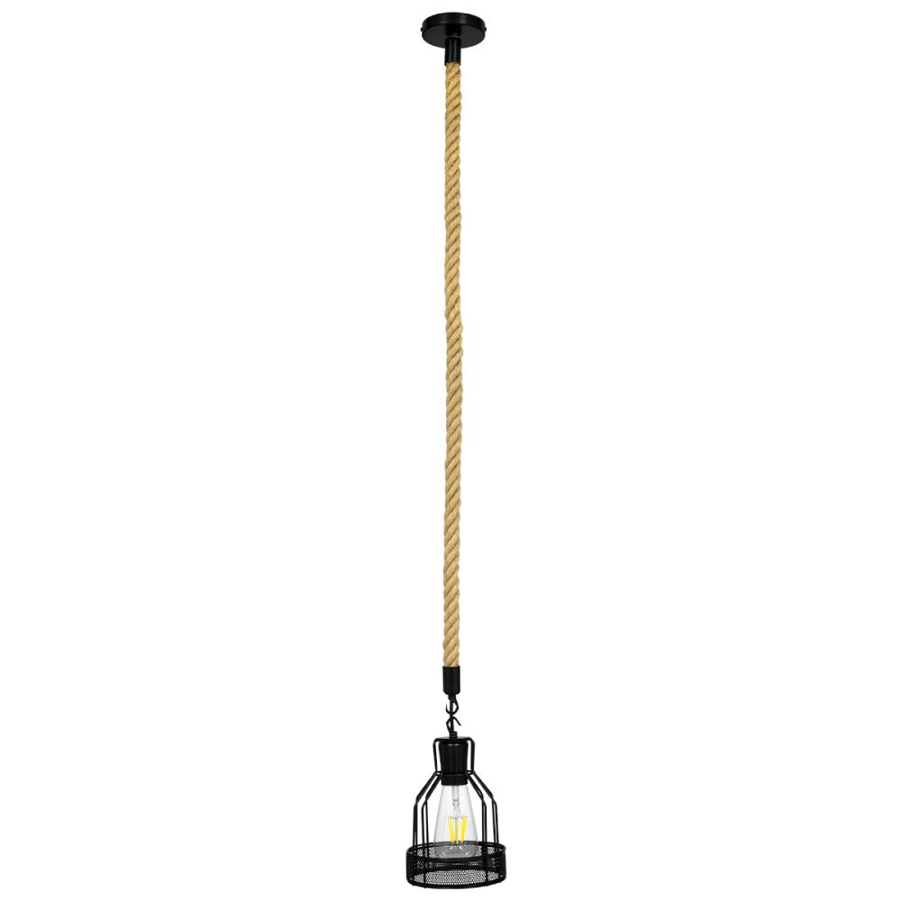 GLOBOSTAR® MASON 00881 Vintage Κρεμαστό Φωτιστικό Οροφής με Ντουί 1 x E27 AC 220-240V IP20 - Μαύρο & Μπεζ - Μ15 x Π15 x Υ24cm