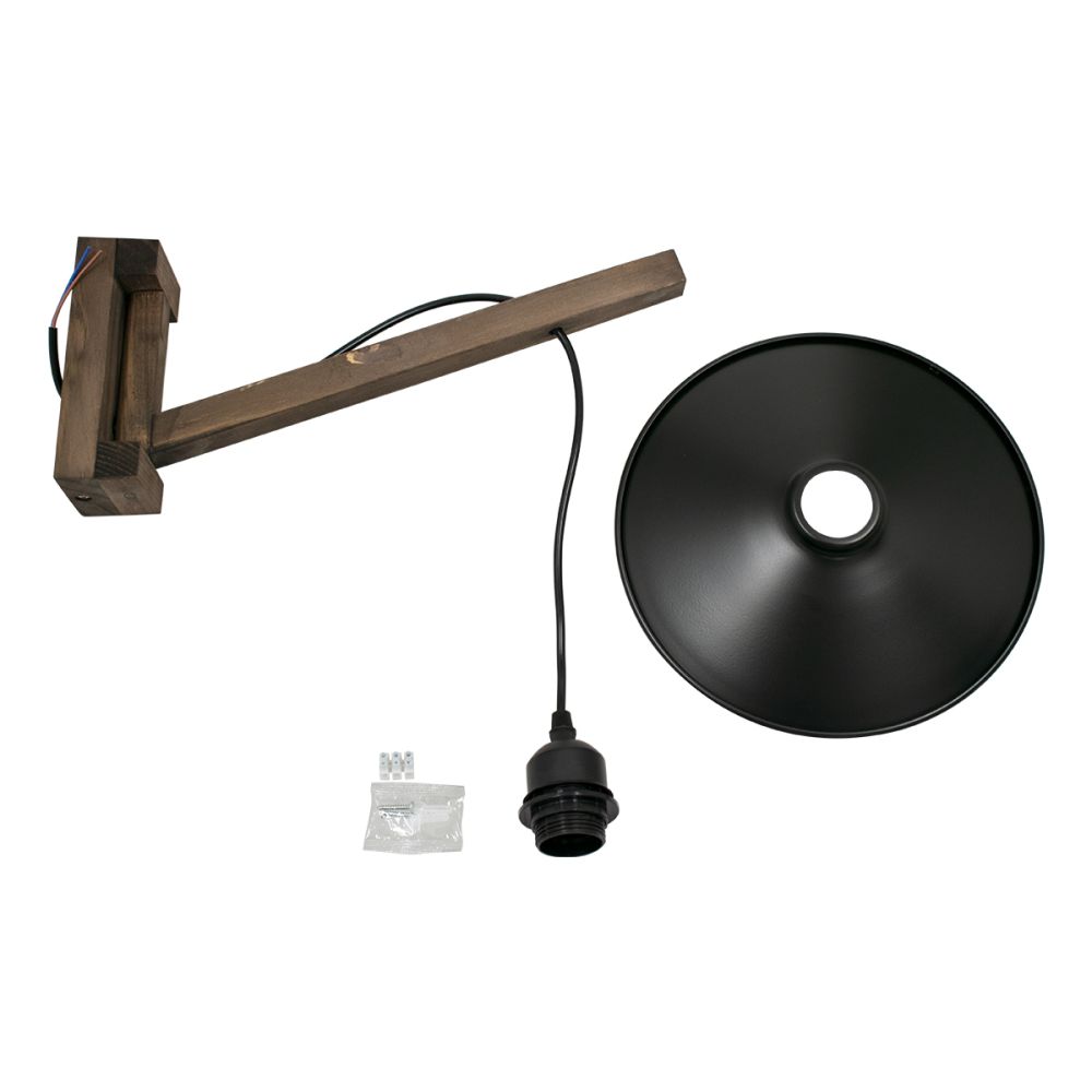 GLOBOSTAR® JONAS 00882 Vintage Φωτιστικό Τοίχου - Απλίκα με Ντουί 1 x E27 AC 220-240V IP20 - Καφέ & Μαύρο - Μ26 x Π50 x Υ50cm