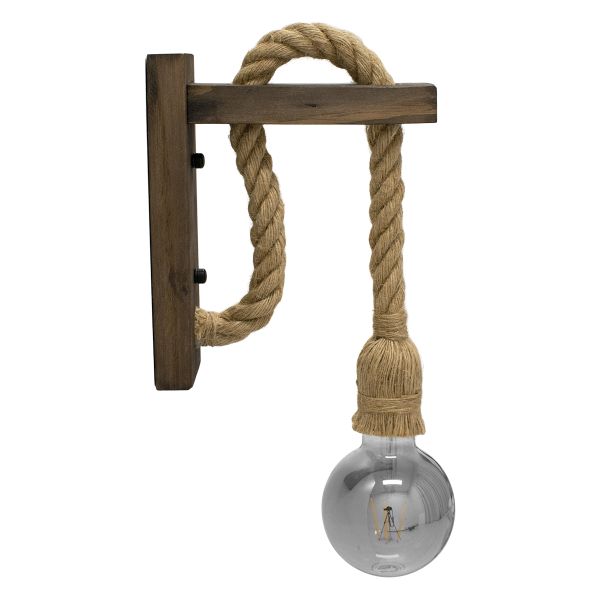GLOBOSTAR® KENSI 00883 Boho Φωτιστικό Τοίχου - Απλίκα με Ντουί 1 x E27 AC 220-240V IP20 - Καφέ & Μπεζ - Μ7 x Π19 x Υ28cm