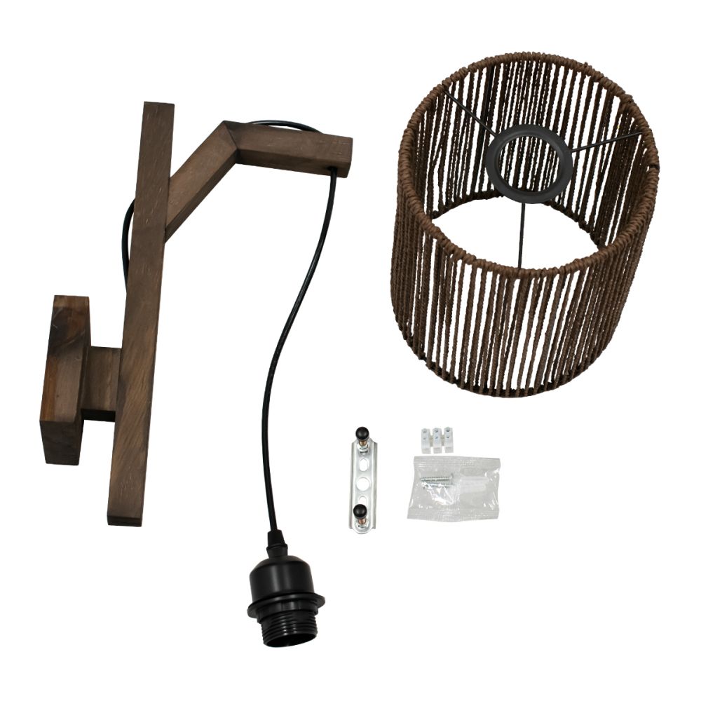 GLOBOSTAR® CASTI 00887 Boho Φωτιστικό Τοίχου - Απλίκα με Ντουί 1 x E27 AC 220-240V IP20 - Καφέ - Μ18 x Π30 x Υ75cm