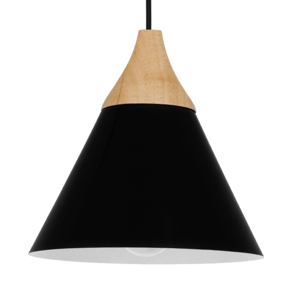 GLOBOSTAR® SHADE 00906 Μοντέρνο Κρεμαστό Φωτιστικό Οροφής με Ντουί 1 x E27 AC 220-240V IP20 - Μαύρο & Μπεζ - Μ23 x Π23 x Υ22cm