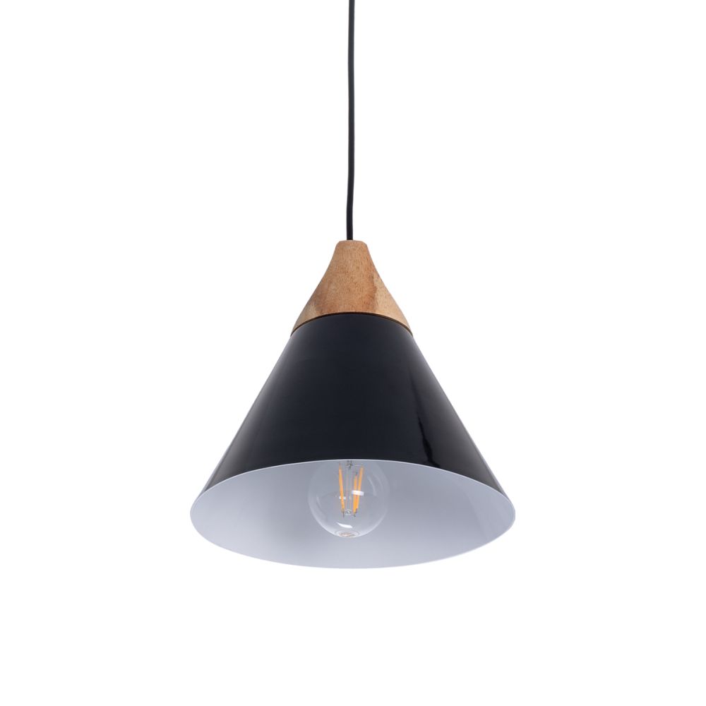 GLOBOSTAR® SHADE 00906 Μοντέρνο Κρεμαστό Φωτιστικό Οροφής με Ντουί 1 x E27 AC 220-240V IP20 - Μαύρο & Μπεζ - Μ23 x Π23 x Υ22cm