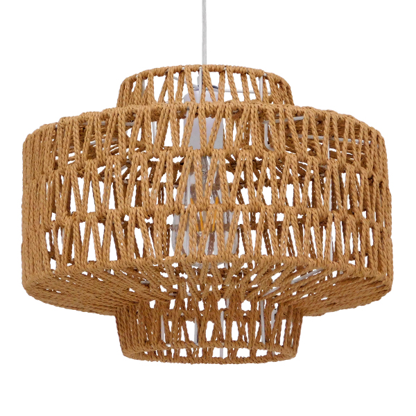 GLOBOSTAR® JENSON 00909 Boho Κρεμαστό Φωτιστικό Οροφής με Ντουί 1 x E27 AC 220-240V IP20 - Μπεζ - Μ33 x Π33 x Υ28cm