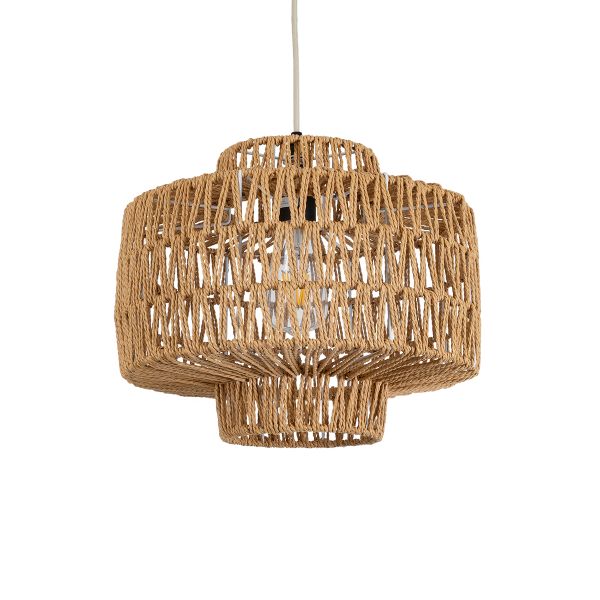 GLOBOSTAR® JENSON 00909 Boho Κρεμαστό Φωτιστικό Οροφής με Ντουί 1 x E27 AC 220-240V IP20 - Μπεζ - Μ33 x Π33 x Υ28cm