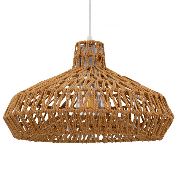GLOBOSTAR® JENSON 00910 Boho Κρεμαστό Φωτιστικό Οροφής με Ντουί 1 x E27 AC 220-240V IP20 - Μπεζ - Μ38 x Π38 x Υ24cm