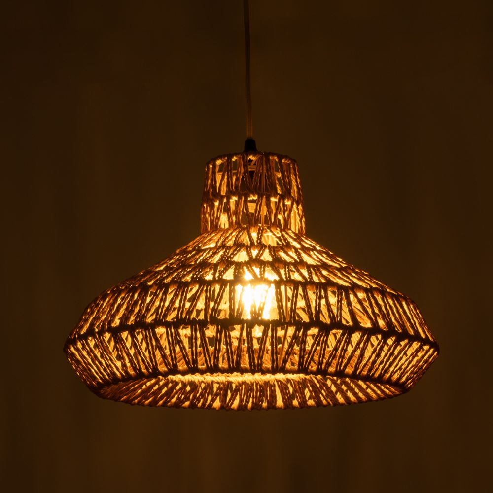 GLOBOSTAR® JENSON 00910 Boho Κρεμαστό Φωτιστικό Οροφής με Ντουί 1 x E27 AC 220-240V IP20 - Μπεζ - Μ38 x Π38 x Υ24cm