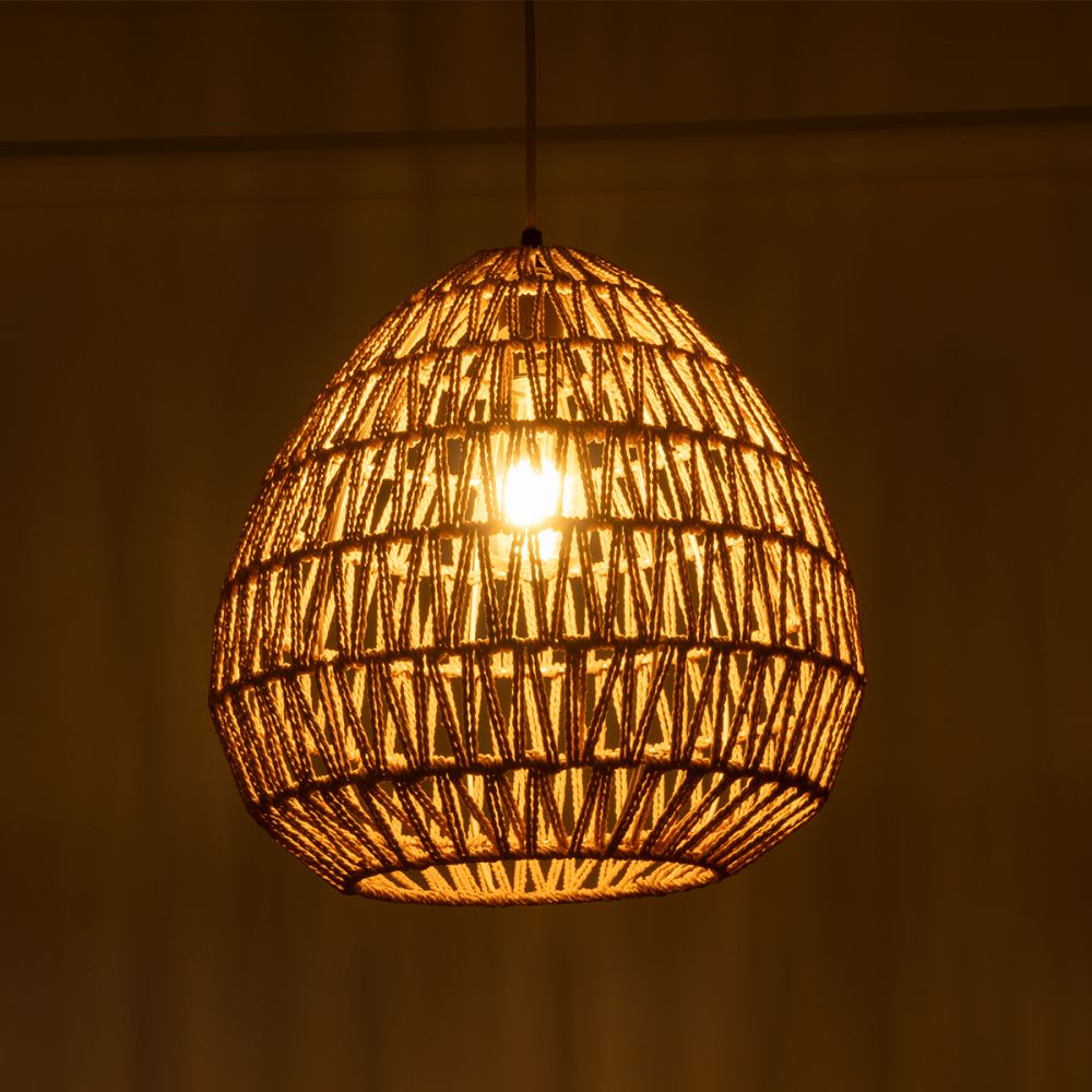 GLOBOSTAR® JJENSON 00911 Boho Κρεμαστό Φωτιστικό Οροφής με Ντουί 1 x E27 AC 220-240V IP20 - Μπεζ - Μ35 x Π35 x Υ35cm