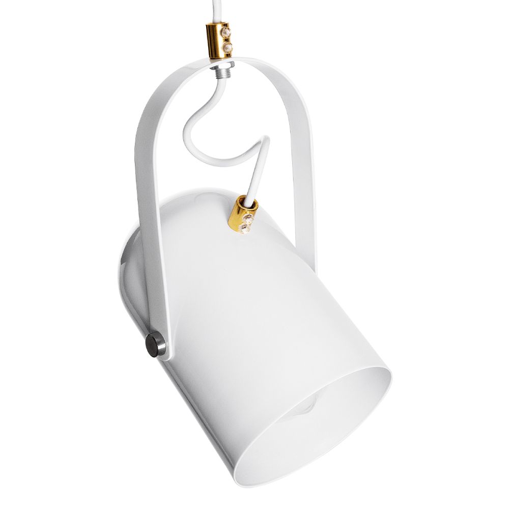 GLOBOSTAR® HAZEL 00924 Μοντέρνο Κρεμαστό Φωτιστικό Οροφής με Ντουί 1 x E27 AC 220-240V IP20 - Λευκό & Χρυσό - Μ12 x Π12 x Υ27cm