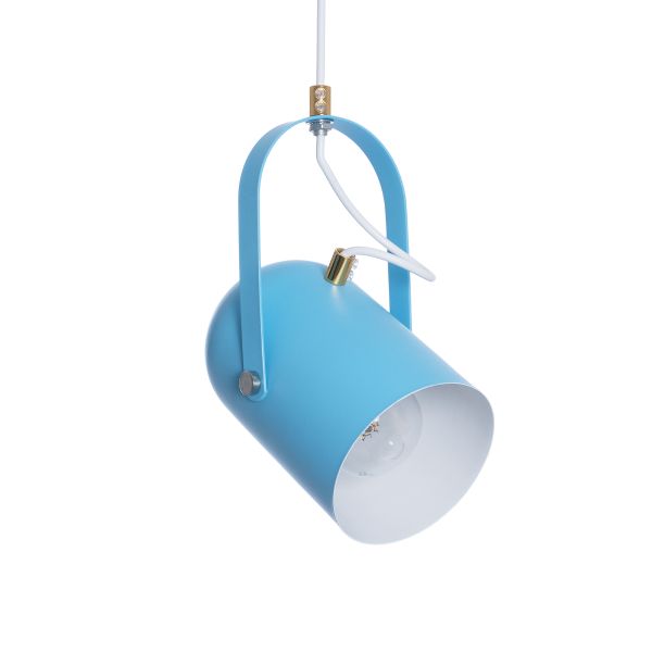 GLOBOSTAR® HAZEL 00927 Μοντέρνο Κρεμαστό Φωτιστικό Οροφής με Ντουί 1 x E27 AC 220-240V IP20 - Μπλε, Άσπρο & Χρυσό - Μ12 x Π12 x Υ27cm