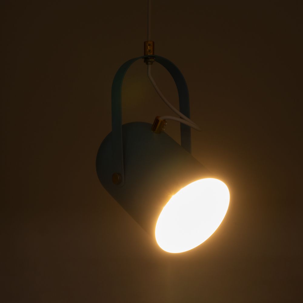 GLOBOSTAR® HAZEL 00927 Μοντέρνο Κρεμαστό Φωτιστικό Οροφής με Ντουί 1 x E27 AC 220-240V IP20 - Γαλάζιο & Χρυσό - Μ12 x Π12 x Υ27cm