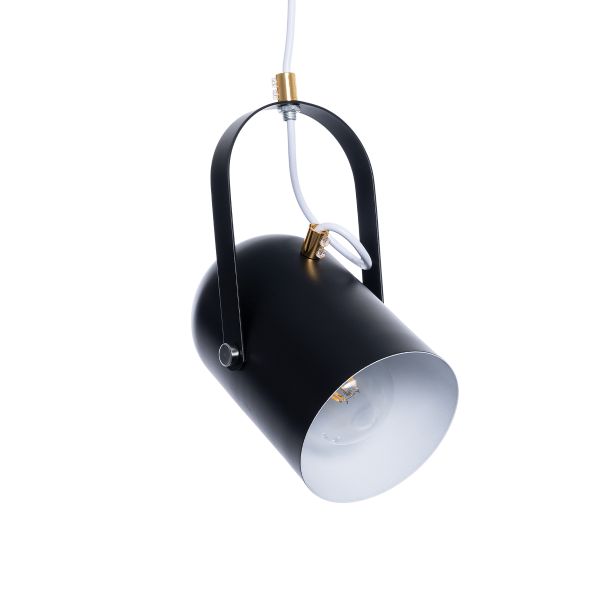 GLOBOSTAR® HAZEL 00930 Μοντέρνο Κρεμαστό Φωτιστικό Οροφής με Ντουί 1 x E27 AC 220-240V IP20 - Μαύρο, Άσπρο & Χρυσό - Μ12 x Π12 x Υ27cm
