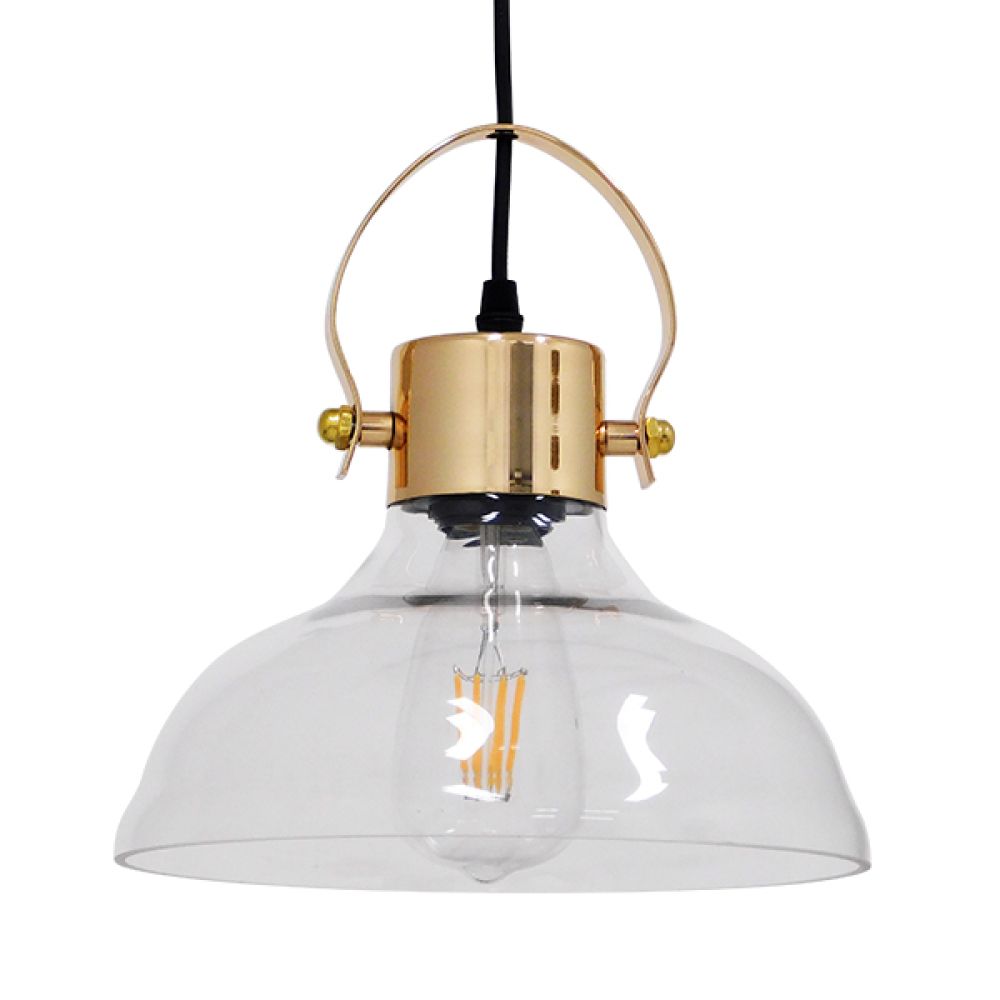 GLOBOSTAR® JAVER 00933 Vintage Κρεμαστό Φωτιστικό Οροφής με Ντουί 1 x E27 AC 220-240V IP20 - Διάφανο & Ροζ Χρυσό - Μ24.5 x Π24.5 x Υ25cm