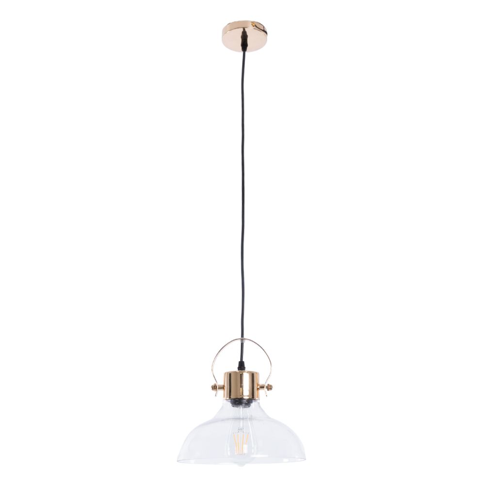 GLOBOSTAR® JAVER 00933 Vintage Κρεμαστό Φωτιστικό Οροφής με Ντουί 1 x E27 AC 220-240V IP20 - Διάφανο & Ροζ Χρυσό - Μ24.5 x Π24.5 x Υ25cm