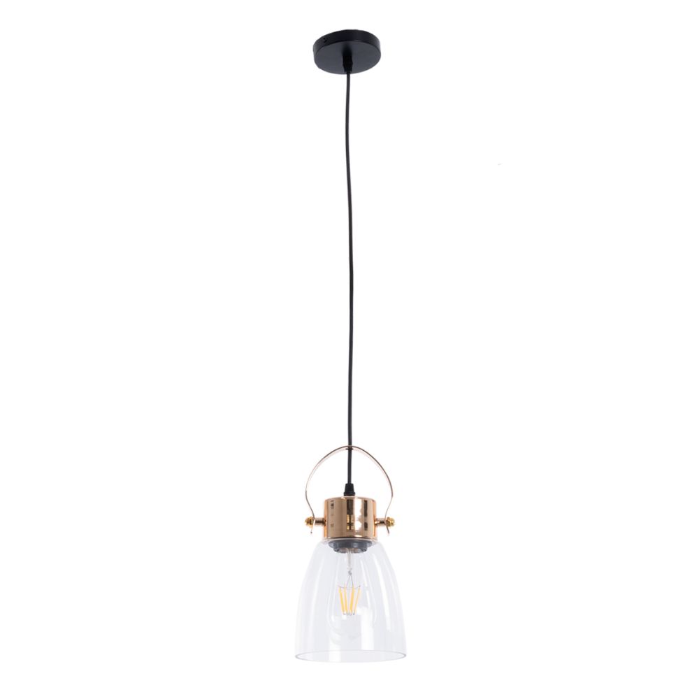 GLOBOSTAR® JAVER 00934 Vintage Κρεμαστό Φωτιστικό Οροφής με Ντουί 1 x E27 AC 220-240V IP20 - Διάφανο & Ροζ Χρυσό - Μ14.5 x Π14.5 x Υ28cm