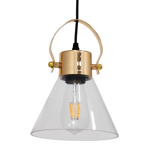 GLOBOSTAR® JAVER 00935 Vintage Κρεμαστό Φωτιστικό Οροφής με Ντουί 1 x E27 AC 220-240V IP20 - Διάφανο & Χάλκινο - Μ19 x Π19 x Υ25cm