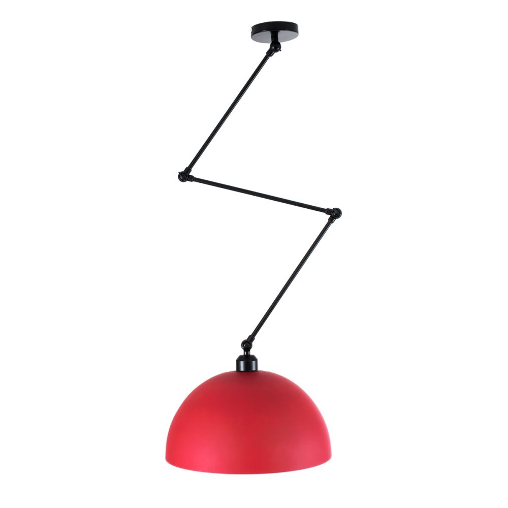 GLOBOSTAR® LOTUS 00938 Μοντέρνο Φωτιστικό Οροφής με Ντουί 1 x E27 AC 220-240V IP20 - Κόκκινο & Μαύρο - Μ30 x Π30 x Υ21cm