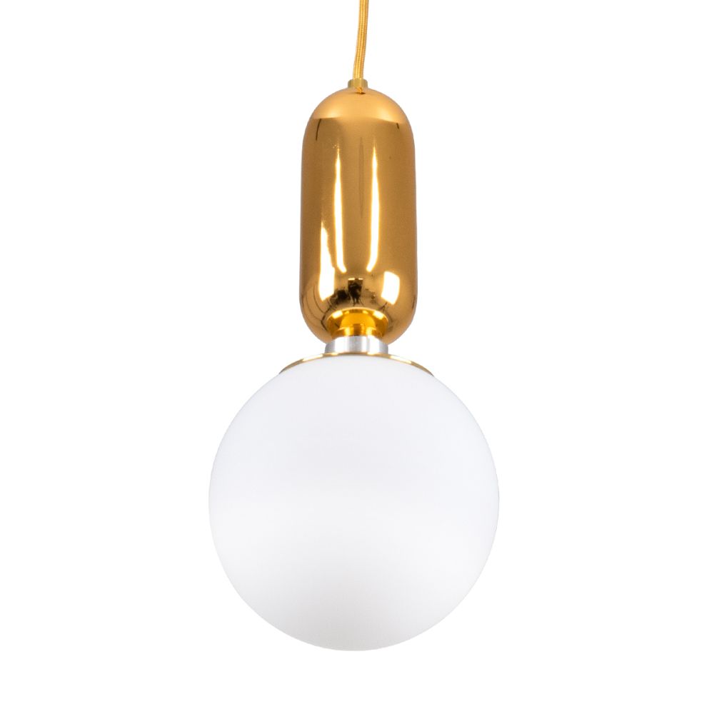 GLOBOSTAR® MAVERICK 00943 Μοντέρνο Κρεμαστό Φωτιστικό Οροφής με Ντουί 1 x E27 AC 220-240V IP20 - Χρυσό & Λευκό - Μ15 x Π15 x Υ33cm