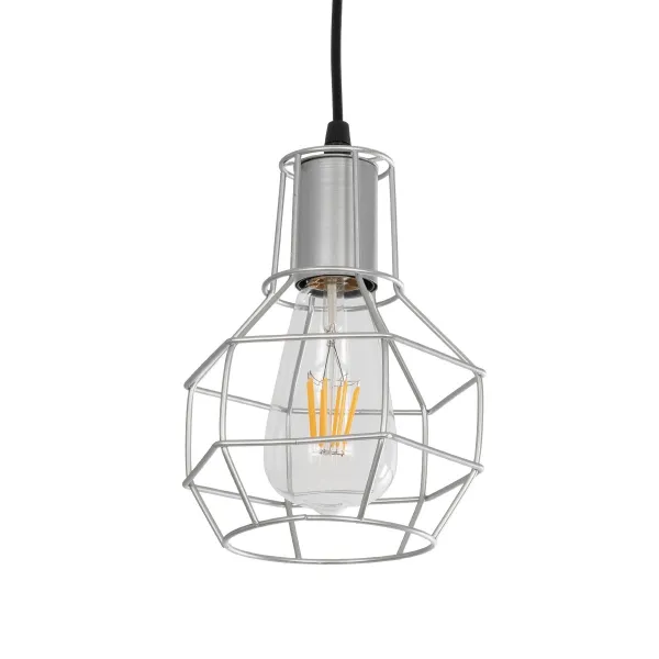 GLOBOSTAR® CAGE 00951 Vintage Κρεμαστό Φωτιστικό Οροφής με Ντουί 1 x E27 AC 220-240V IP20 - Ασημί - Μ15 x Π15 x Y22cm