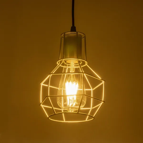 GLOBOSTAR® CAGE 00951 Vintage Κρεμαστό Φωτιστικό Οροφής με Ντουί 1 x E27 AC 220-240V IP20 - Ασημί - Μ15 x Π15 x Y22cm