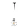 GLOBOSTAR® CAGE 00951 Vintage Κρεμαστό Φωτιστικό Οροφής με Ντουί 1 x E27 AC 220-240V IP20 - Ασημί - Μ15 x Π15 x Y21cm