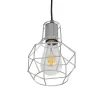 GLOBOSTAR® CAGE 00951 Vintage Κρεμαστό Φωτιστικό Οροφής με Ντουί 1 x E27 AC 220-240V IP20 - Ασημί - Μ15 x Π15 x Y21cm