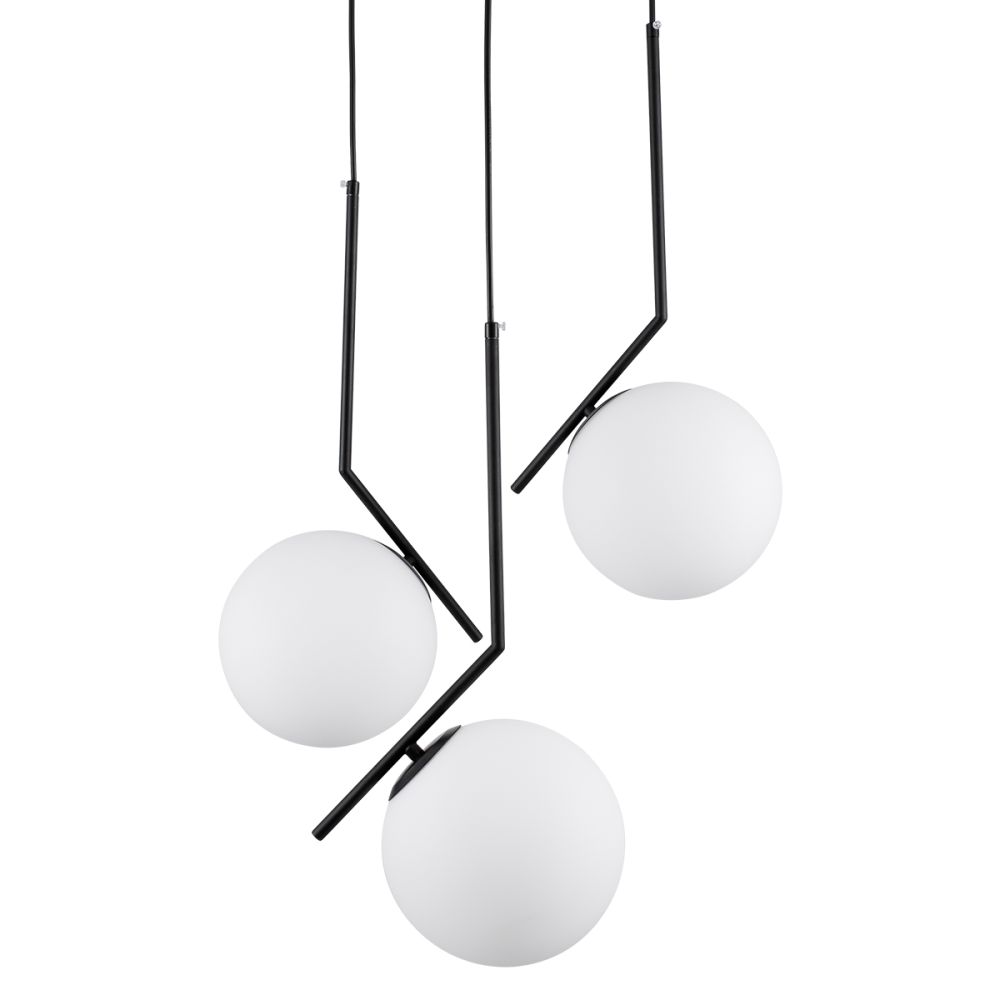 GLOBOSTAR® MONROE 00952 Μοντέρνο Κρεμαστό Φωτιστικό Οροφής με Ντουί 3 x E27 AC 220-240V IP20 - Μαύρο & Λευκό - Μ60 x Π60 x Υ50cm