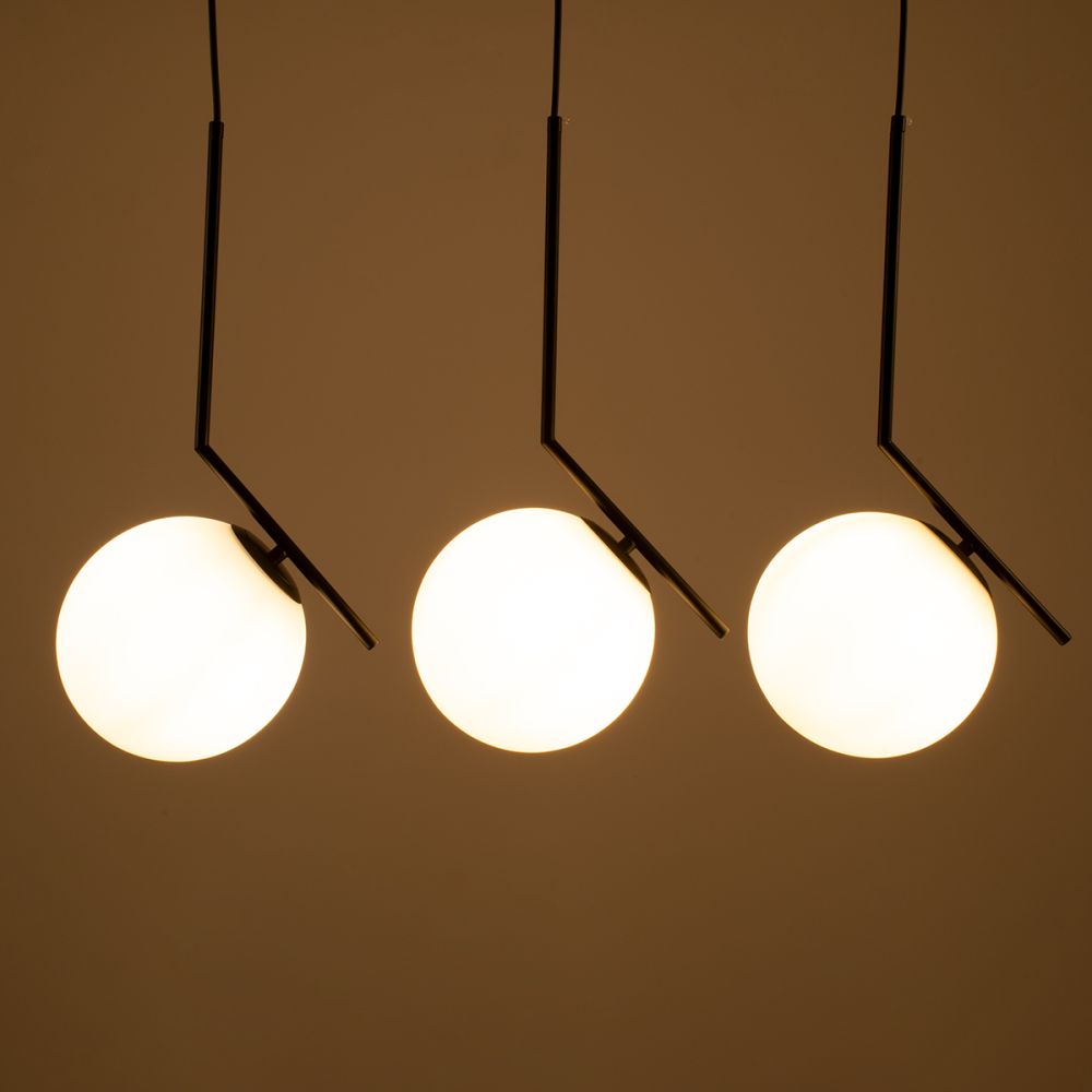 GLOBOSTAR® MONROE 00954 Μοντέρνο Κρεμαστό Φωτιστικό Οροφής με Ντουί 3 x E27 AC 220-240V IP20 - Μαύρο & Λευκό - Μ74 x Π25 x Υ50cm