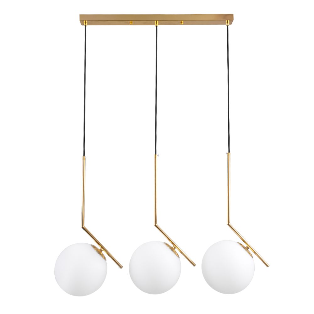 GLOBOSTAR® MONROE 00955 Μοντέρνο Κρεμαστό Φωτιστικό Οροφής με Ντουί 3 x E27 AC 220-240V IP20 - Χρυσό & Λευκό - Μ74 x Π25 x Υ50cm