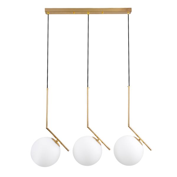 GLOBOSTAR® MONROE 00955 Μοντέρνο Κρεμαστό Φωτιστικό Οροφής με Ντουί 3 x E27 AC 220-240V IP20 - Χρυσό & Λευκό - Μ74 x Π25 x Υ50cm