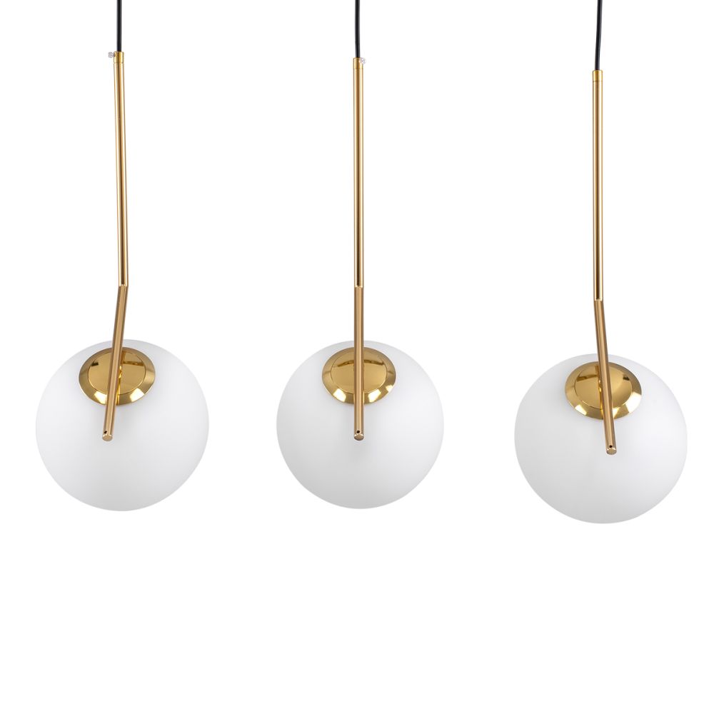 GLOBOSTAR® MONROE 00955 Μοντέρνο Κρεμαστό Φωτιστικό Οροφής με Ντουί 3 x E27 AC 220-240V IP20 - Χρυσό & Λευκό - Μ74 x Π25 x Υ50cm