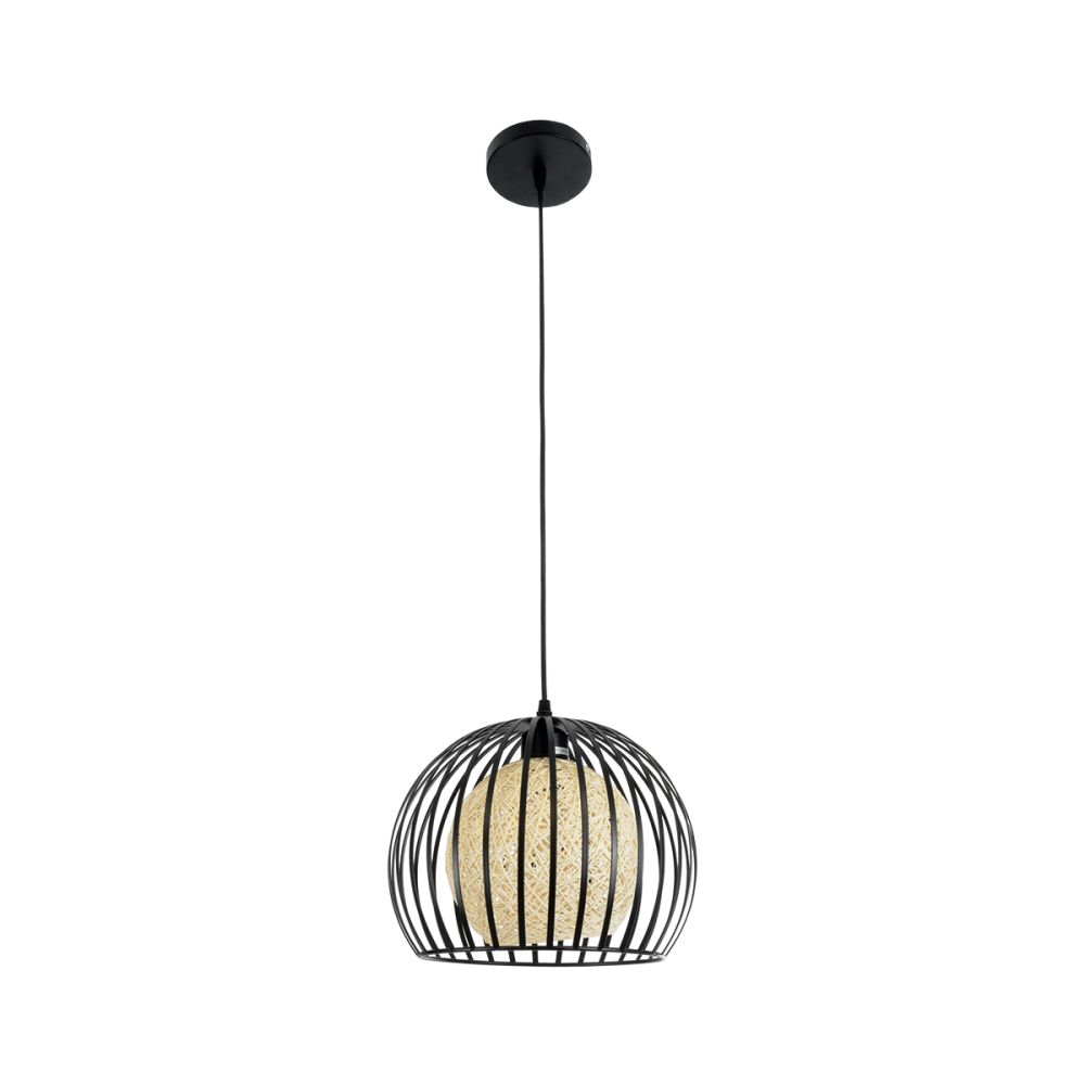 GLOBOSTAR® CARTER 00960 Μοντέρνο Κρεμαστό Φωτιστικό Οροφής με Ντουί 1 x E27 AC 220-240V IP20 - Μαύρο & Μπεζ - Μ28 x Π28 x Υ23cm