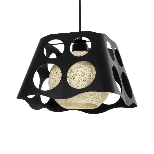 GLOBOSTAR® CARTER 00962 Μοντέρνο Κρεμαστό Φωτιστικό Οροφής με Ντουί 1 x E27 AC 220-240V IP20 - Μαύρο & Μπεζ - Μ28 x Π28 x Υ22cm