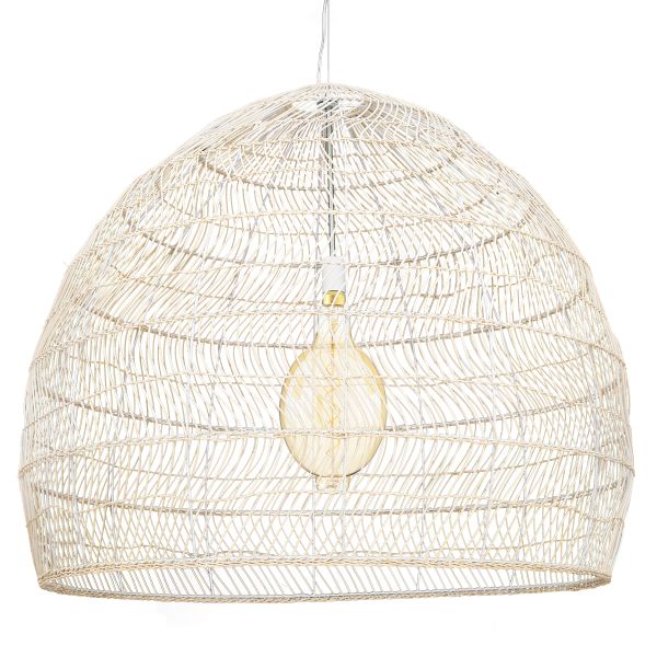 GLOBOSTAR® MALIBU 00965 Boho Κρεμαστό Φωτιστικό Οροφής με Ντουί 1 x E27 AC 220-240V IP20 - Μπεζ - Μ100 x Π100 x Y86cm