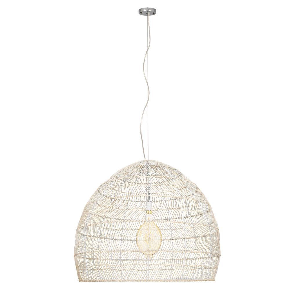 GLOBOSTAR® MALIBU 00965 Boho Κρεμαστό Φωτιστικό Οροφής με Ντουί 1 x E27 AC 220-240V IP20 - Μπεζ - Μ100 x Π100 x Y86cm