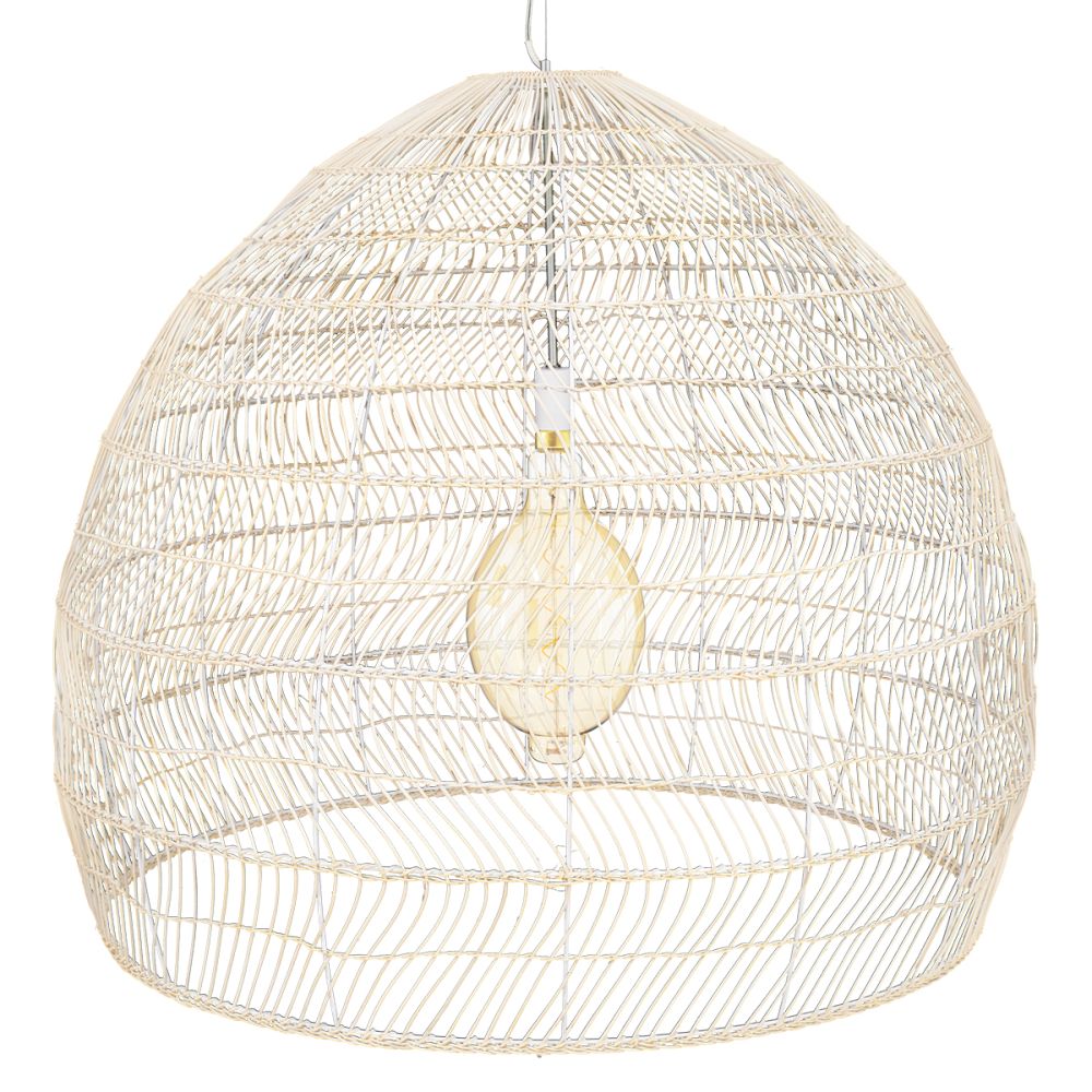 GLOBOSTAR® MALIBU 00965 Boho Κρεμαστό Φωτιστικό Οροφής με Ντουί 1 x E27 AC 220-240V IP20 - Μπεζ - Μ100 x Π100 x Y86cm