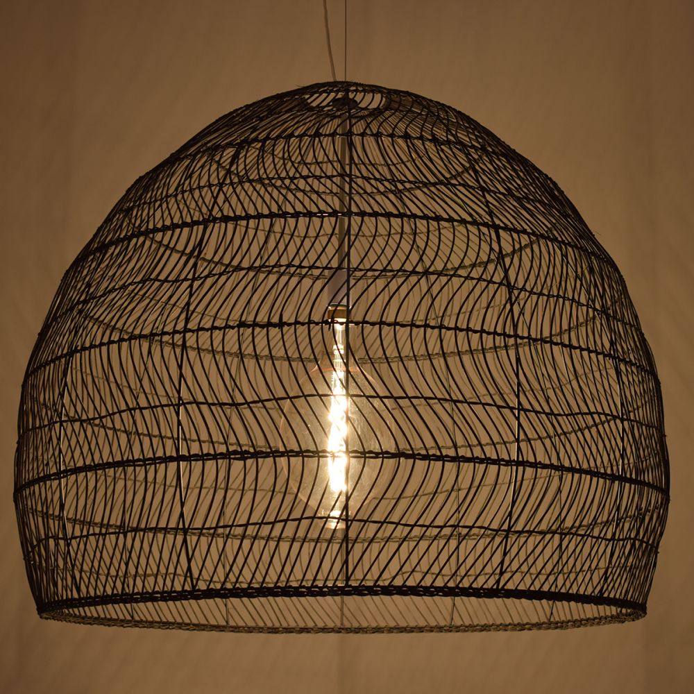 GLOBOSTAR® MALIBU 00966 Boho Κρεμαστό Φωτιστικό Οροφής με Ντουί 1 x E27 AC 220-240V IP20 - Μαύρο - Μ100 x Π100 x Y86cm