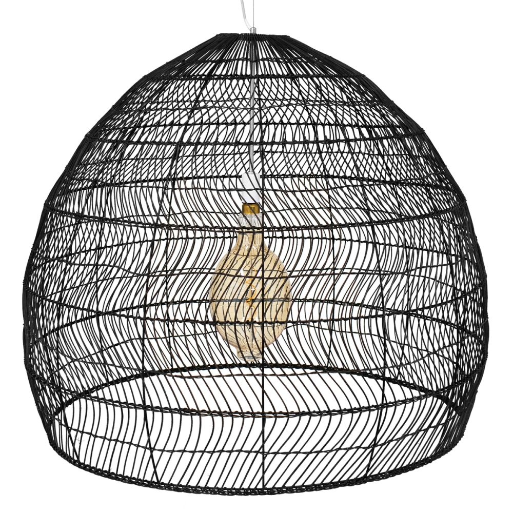 GLOBOSTAR® MALIBU 00966 Boho Κρεμαστό Φωτιστικό Οροφής με Ντουί 1 x E27 AC 220-240V IP20 - Μαύρο - Μ100 x Π100 x Y86cm
