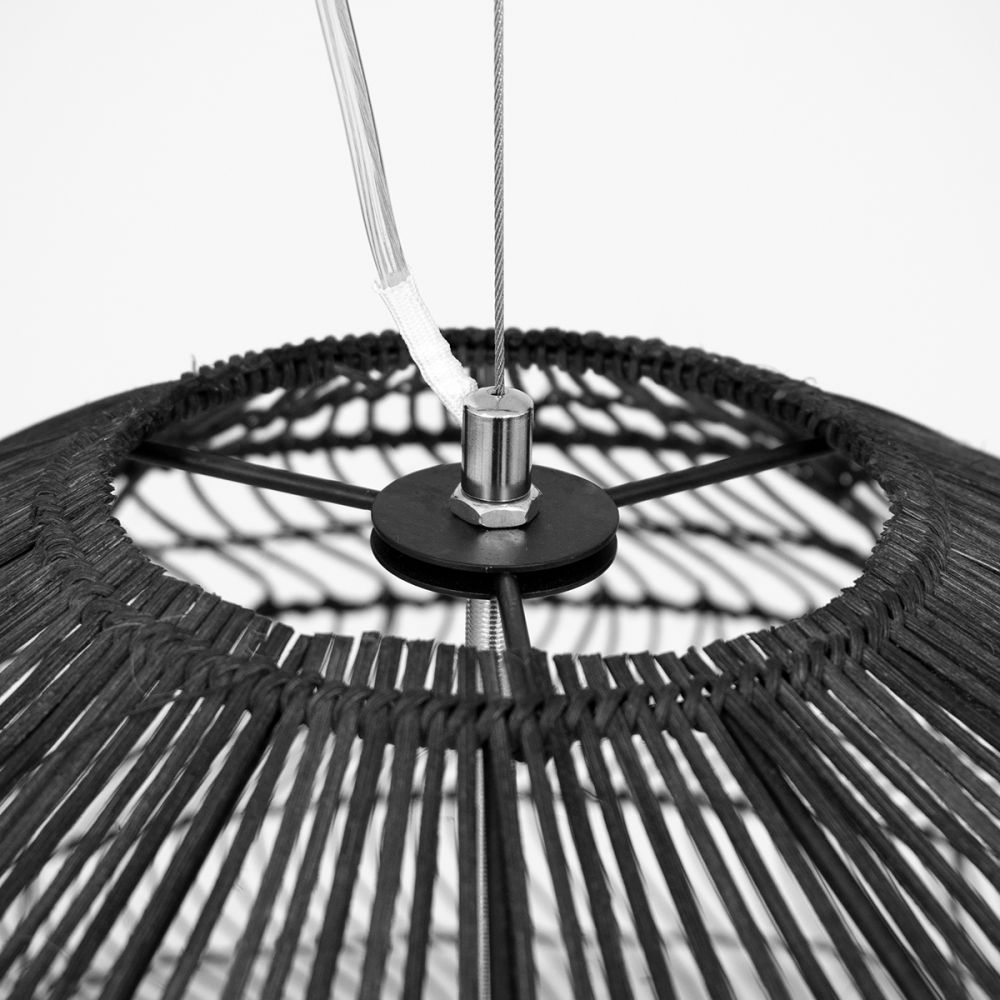 GLOBOSTAR® MALIBU 00966 Boho Κρεμαστό Φωτιστικό Οροφής με Ντουί 1 x E27 AC 220-240V IP20 - Μαύρο - Μ100 x Π100 x Y86cm