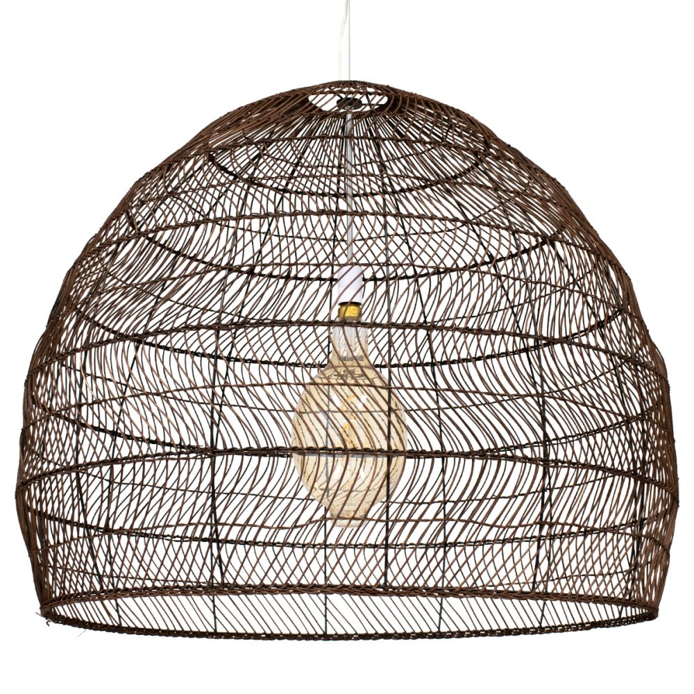 GLOBOSTAR® MALIBU 00967 Boho Κρεμαστό Φωτιστικό Οροφής με Ντουί 1 x E27 AC 220-240V IP20 - Καφέ - Μ100 x Π100 x Y86cm