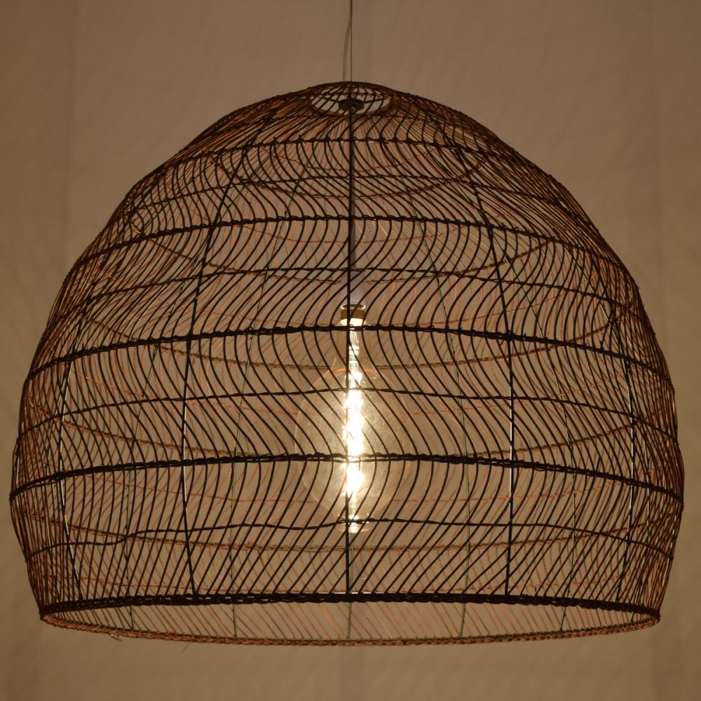 GLOBOSTAR® MALIBU 00967 Boho Κρεμαστό Φωτιστικό Οροφής με Ντουί 1 x E27 AC 220-240V IP20 - Καφέ - Μ100 x Π100 x Y86cm