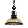 GLOBOSTAR® BILLIARD 00971 Vintage Κρεμαστό Φωτιστικό Οροφής με Ντουί 1 x E27 AC 220-240V IP20 - Mαύρο & Μελί - Μ25 x Π25 x Υ29cm