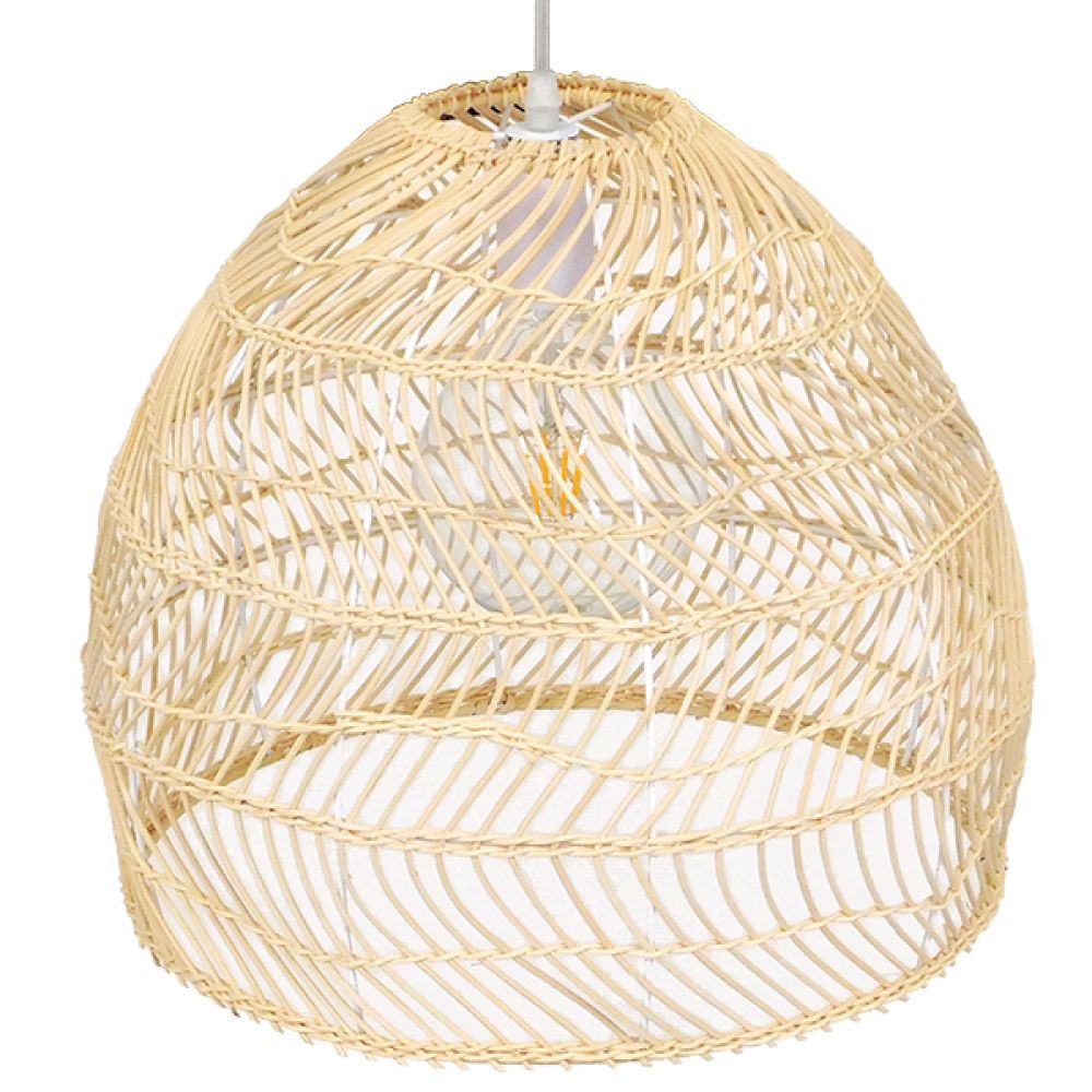 GLOBOSTAR® MALIBU 00973 Boho Κρεμαστό Φωτιστικό Οροφής με Ντουί 1 x E27 AC 220-240V IP20 - Μπεζ - Μ40 x Π40 x Υ35cm