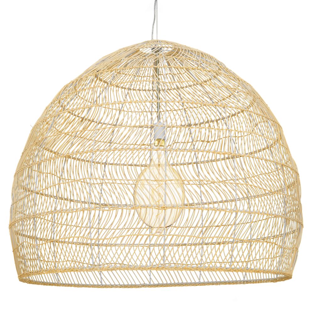 GLOBOSTAR® MALIBU 00974 Boho Κρεμαστό Φωτιστικό Οροφής με Ντουί 1 x E27 AC 220-240V IP20 - Μπεζ - Μ100 x Π100 x Y86cm