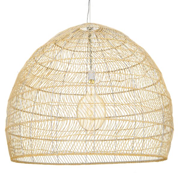 GLOBOSTAR® MALIBU 00974 Boho Κρεμαστό Φωτιστικό Οροφής με Ντουί 1 x E27 AC 220-240V IP20 - Μπεζ - Μ100 x Π100 x Y86cm